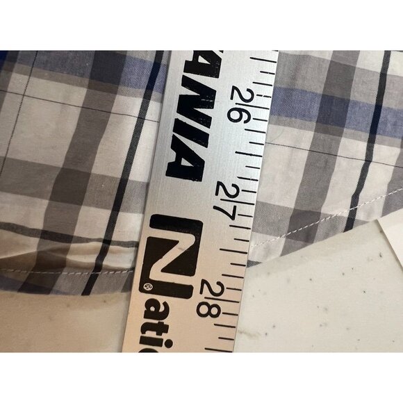 Calvin Klein Mens L/G Slim Fit Plaid Cotton Shirt Blue/Gray Long Sleeve Non-Iron - Picture 6 of 6